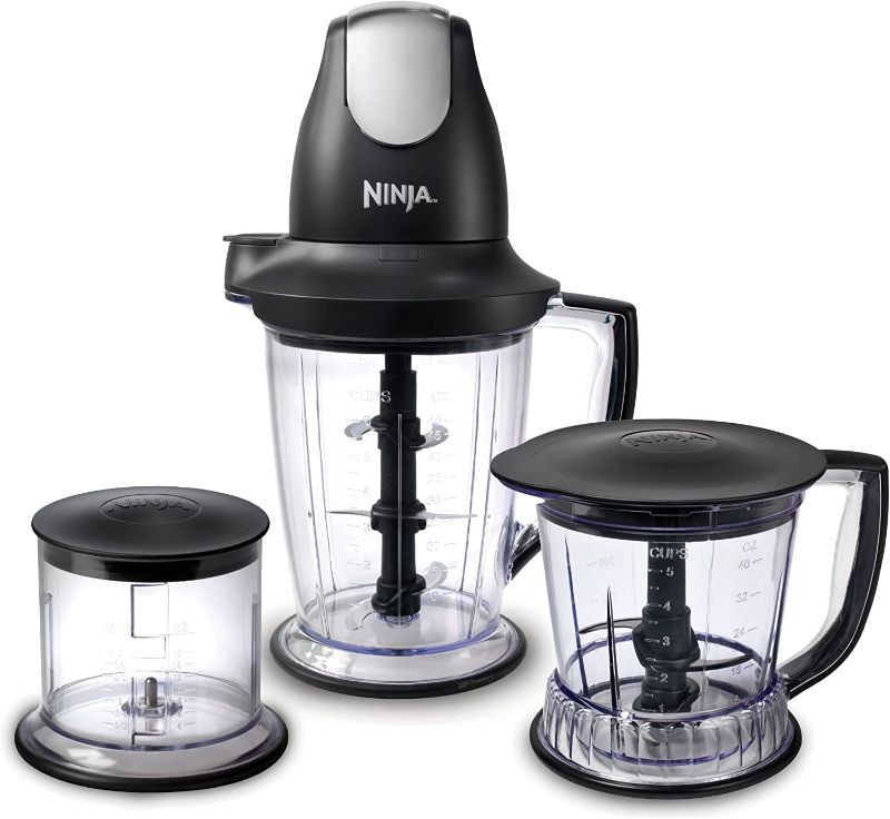 Photo 1 of **FOR PARTS ONLY**  Ninja QB1004 Blender/Food Processor with 450-Watt Base, 48oz Pitcher, 16oz Chopper Bowl, and 40oz Processor Bowl for Shakes, Smoothies, and Meal Prep,Black
