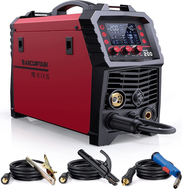 Photo 1 of ARCCAPTAIN MIG Welder, 200Amp 6 in 1 Gas MIG/Gasless Flux Core MIG/Stick/Lift TIG/Spot welding/Spool Gun 110V/200V Aluminum Multi Process Welding Machine with LED Digital Display, Burn Back Adjustment
