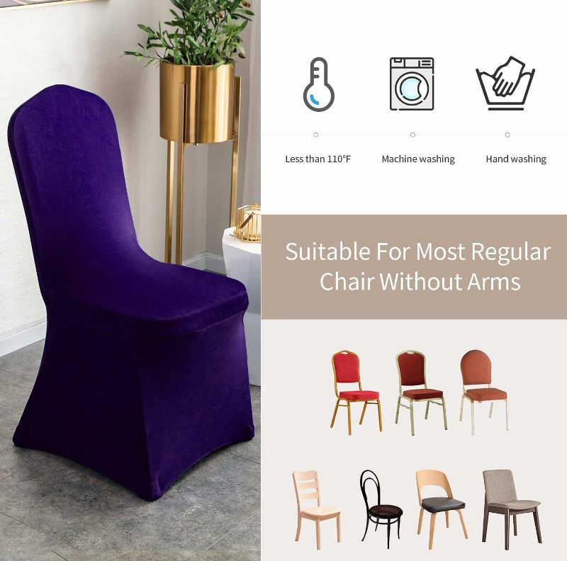 Photo 1 of 10 PCS Purple Spandex Chair Covers Banquet Chair Covers - Universal Stretch Chair Slipcovers Protector for Wedding, Banquet, and Party (10,