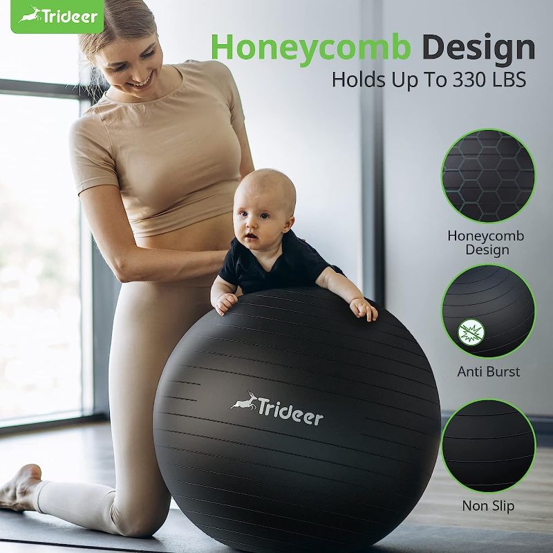 Photo 1 of 
Trideer Extra Thick Yoga Ball Exercise Ball, 5 Sizes Ball Chair, Heavy Duty Swiss Ball for Balance, Stability, Pregnancy, Physical Therapy, Quick Pump Included