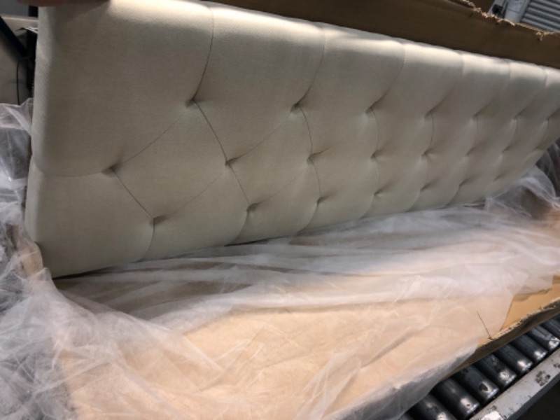 Photo 2 of *** HEADBOARD ONLY **** LUCID Mid-Rise Upholstered Headboard-Adjustable Height from 34” to 46”, Queen, Pearl Diamond Tufting Queen Pearl