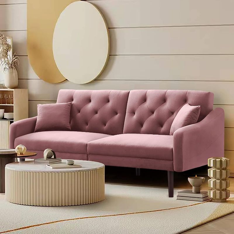 Photo 1 of (IMCOMPLETE) ERYE Modern Velvet Upholstered Futon Sofa with 2 Pillows,72.8” Soft Loveseat