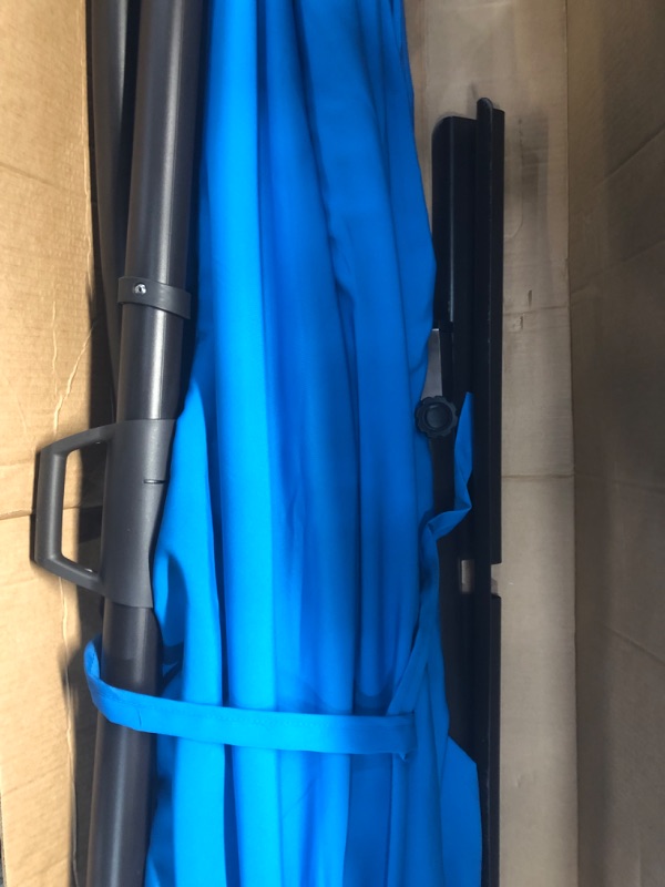 Photo 1 of **MINOR SHIPPING DAMAGE**BLUU BANYAN 10 FT Patio Offset Umbrella Outdoor Cantilever Umbrella Hanging Umbrellas, 24 Month Fade Resistance & Water-repellent UV Protection Solution-dyed Fabric Canopy with Infinite Tilt, Crank & Cross Base (Royal Blue) Royal 