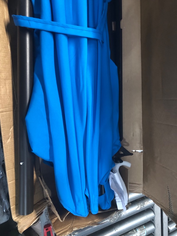 Photo 4 of **MINOR SHIPPING DAMAGE**BLUU BANYAN 10 FT Patio Offset Umbrella Outdoor Cantilever Umbrella Hanging Umbrellas, 24 Month Fade Resistance & Water-repellent UV Protection Solution-dyed Fabric Canopy with Infinite Tilt, Crank & Cross Base (Royal Blue) Royal 