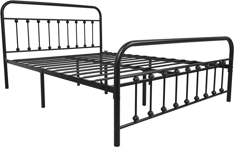 Photo 1 of **LOOSE HARDWARE**NACHTIMOOR Queen Platform Metal Bed Frame with Headboard and Footboard,Vintage Victorian Style Mattress Foundation, No Box Spring Required, Under Bed Storage, Black..
