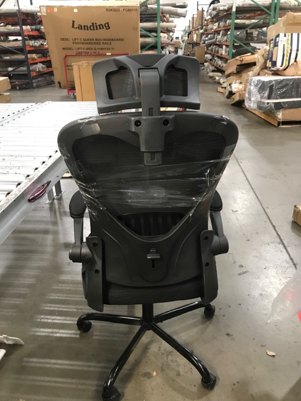 Photo 1 of Mainstays Ergonomic Office Chair with Adjustable Headrest, Black Fabric, 275lb capacity
