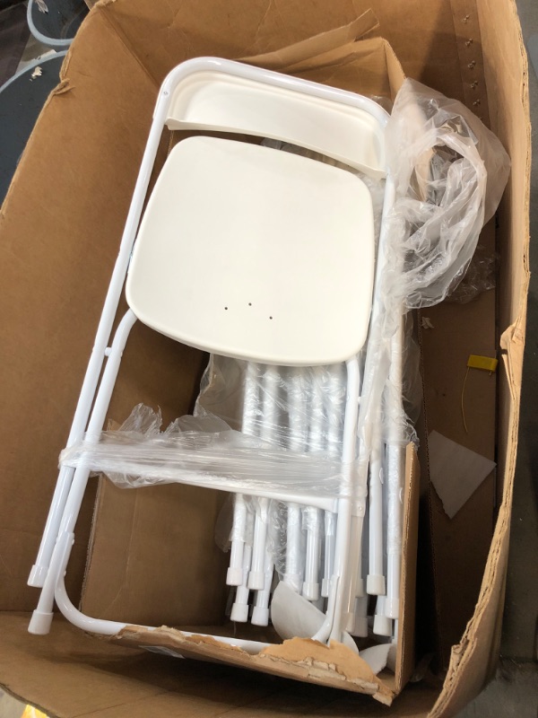 Photo 2 of (missing 1 chair )Flash Furniture Hercules Plastic Folding Chair - White (10 Pack) | Lightweight, Durable, and Comfortable Event Chair | 650LB Weight Capacity