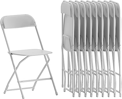 Photo 1 of (missing 1 chair )Flash Furniture Hercules Plastic Folding Chair - White (10 Pack) | Lightweight, Durable, and Comfortable Event Chair | 650LB Weight Capacity