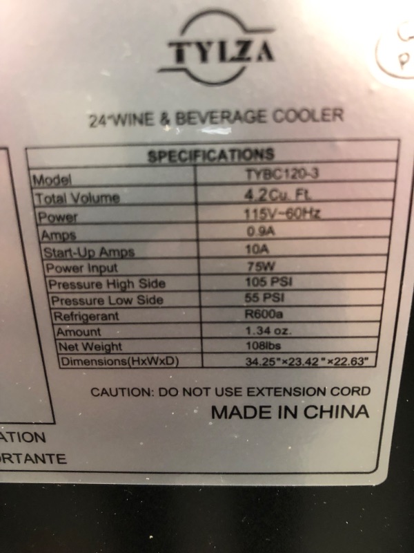 Photo 4 of  (Minor dent and paint scratch) Tylza Upgraded Wine and Beverage Refrigerator 24 Inch, Dual Zone Wine Beverage Cooler with French Door, Under Counter Wine Beer Fridge Built-In or Freestanding, Holds 20 Bottles and 88 Cans TYBC120-3