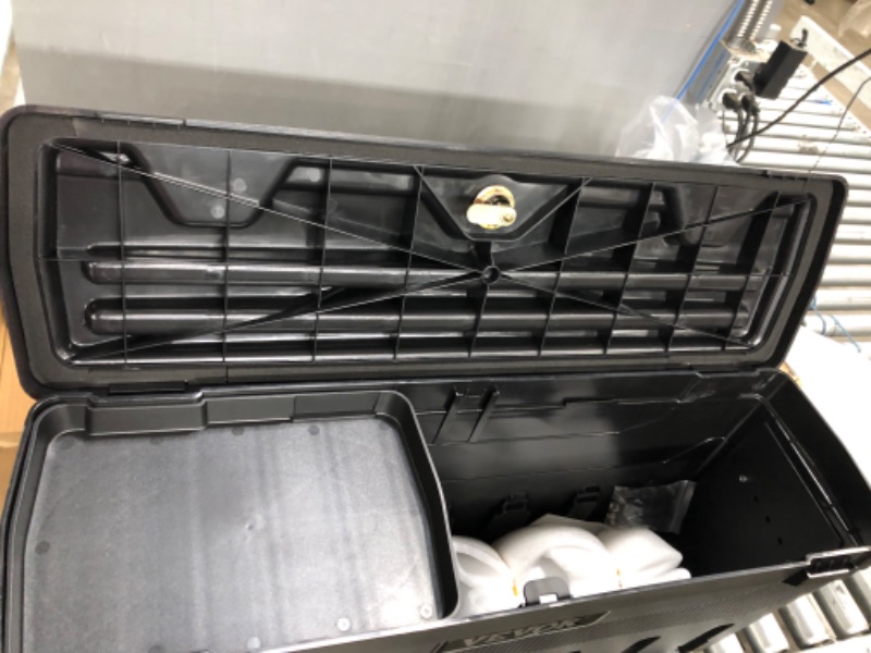 Photo 1 of VEVOR Truck Bed Storage Box, Lockable Lid, Waterproof ABS Wheel Well Tool Box 6.6 Gal/20 L with Password Padlock, Compatible with Super Duty 2017-2021, Passenger Side, Black
