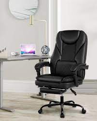 Photo 1 of Guessky Office Chair, Executive Office Chair Big and Tall Office Chair Ergonomic Leather Chair with Adjustable Flip-Up Arms High Back Home Office Desk Chairs Computer Chair with Lumbar Support 