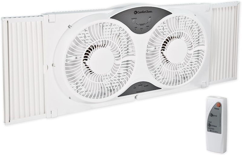 Photo 1 of Comfort Zone CZ310R 9" 3-Speed, 3-Function, Expandable, Reversible Twin Window Fan 