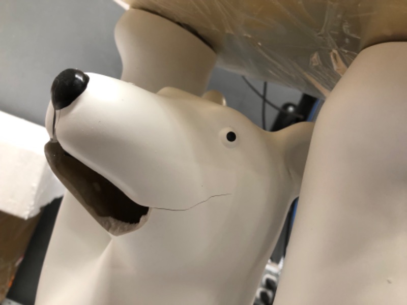 Photo 2 of **FRACTURED AND MISSING A SMALL PIECE AROUND MOUTH SEE PHOTO**
Pearlead Resin Polar Bear Sculpture with Metal Tray Animal Figurine Ornament Standing Statue Candy Dish Decorative Tray for Keys Home Office Hotel Decoration Lifting Hands
