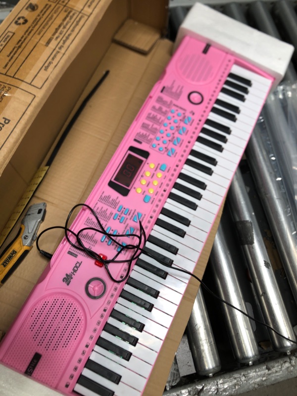 Photo 2 of **MISSING ACCESSORIES**
24HOCL 61 Keys Keyboard Piano, Kids Piano Keyboard with UL Adapter, Stand, Built-In Speaker, Mic, Portable Electronic Keyboard for Boys, Girls, Beginners Birthday Holidays Best Gifts Pink,Keyboard Piano_02