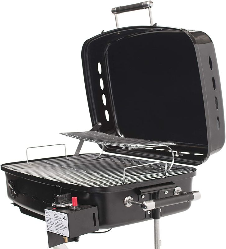 Photo 1 of ***MISSING COMPONENTS*** Flame King - YSNHT500 RV Or Trailer Mounted BBQ - Motorhome Gas Grill - 214 Sq Inch Cooking Surface - Adjustable Flame Controller, Black
