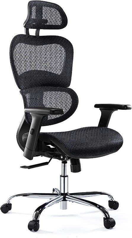 Photo 1 of Ergonomic Office Chair, High Back Mesh Office Chair with 3D Armrests and Headrest, Adjustable Rolling Chair with Lumbar Support and Tilt Function, Breathable Mesh Chair for Gaming, Executive, Office
