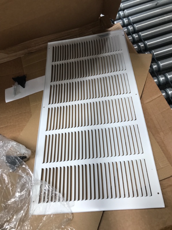 Photo 2 of 30"W x 14"H [Duct Opening Measurements] Steel Return Air Grille (HD Series) Vent Cover Grill for Sidewall and Ceiling, White | Outer Dimensions: 31.75"W X 15.75"H for 30x14 Duct Opening Duct Opening Size: 30"x14"