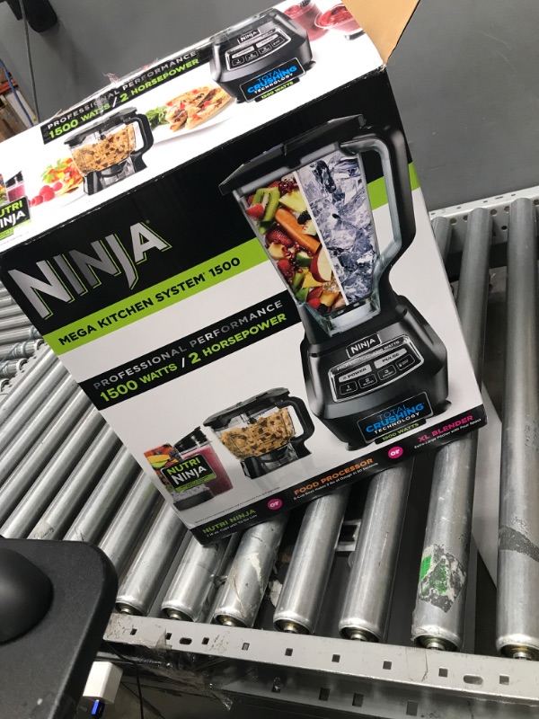 Photo 2 of **SEE NOTES**
Ninja BL770 Mega Kitchen System, 1500W, 4 Functions for Smoothies, Processing, Dough, Drinks & More, with 72-oz.* Blender Pitcher, 64-oz. Processor Bowl, (2) 16-oz. To-Go Cups & (2) Lids, Black BL770 Black