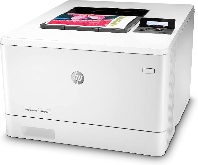 Photo 1 of HP Color LaserJet Pro M454dn Printer, Double-Sided Printing & Built-in Ethernet (W1Y44A) White