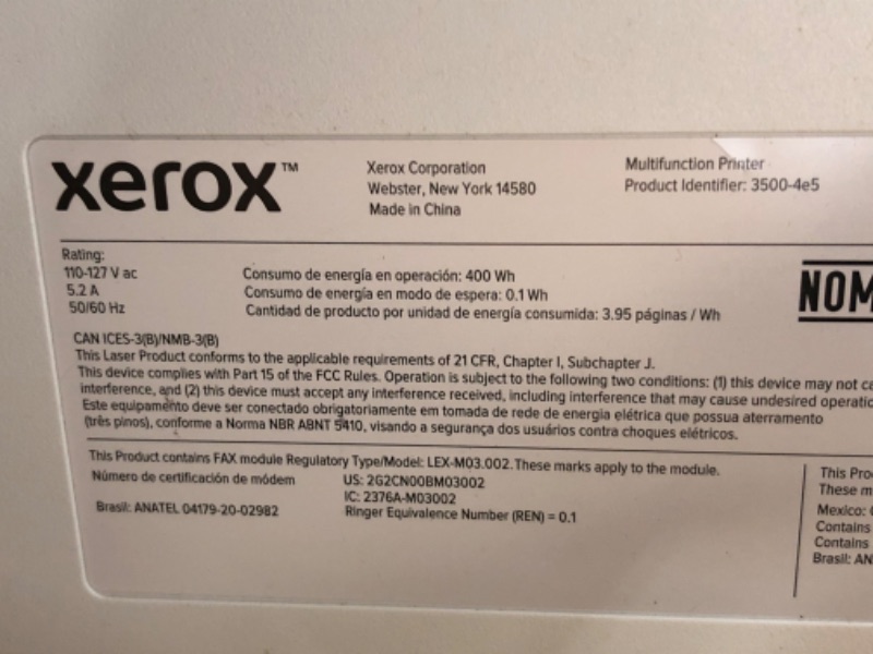 Photo 7 of Xerox C235/DNI Color Multifunction Printer, Print/Scan/Copy/Fax, Laser, Wireless, All in One
