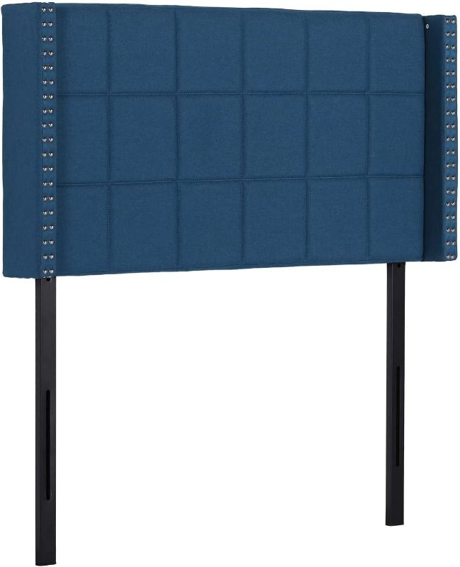 Photo 1 of ** MINOR DAMAGE**VECELO Upholstered Height Adjustable Headboard with Decorative Nailhead Trim, 49.3'', Twin, Cobalt
