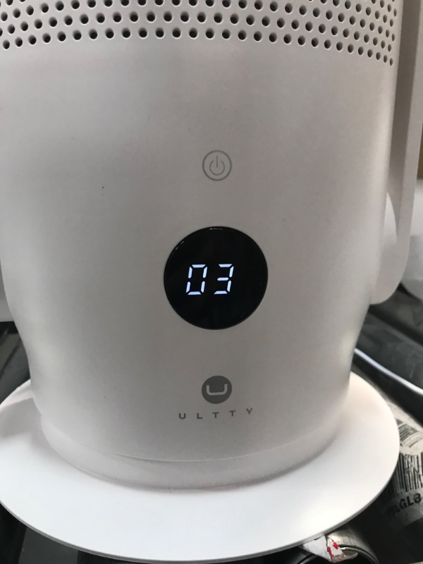 Photo 3 of **MISSING REMOTE**ULTTY Bladeless Tower Fan and Air Purifier in one, True HEPA Filter 99.97% Smoke Dust Pollen Dander, Oscillating Tower Fan with Remote Control R22, White White Large