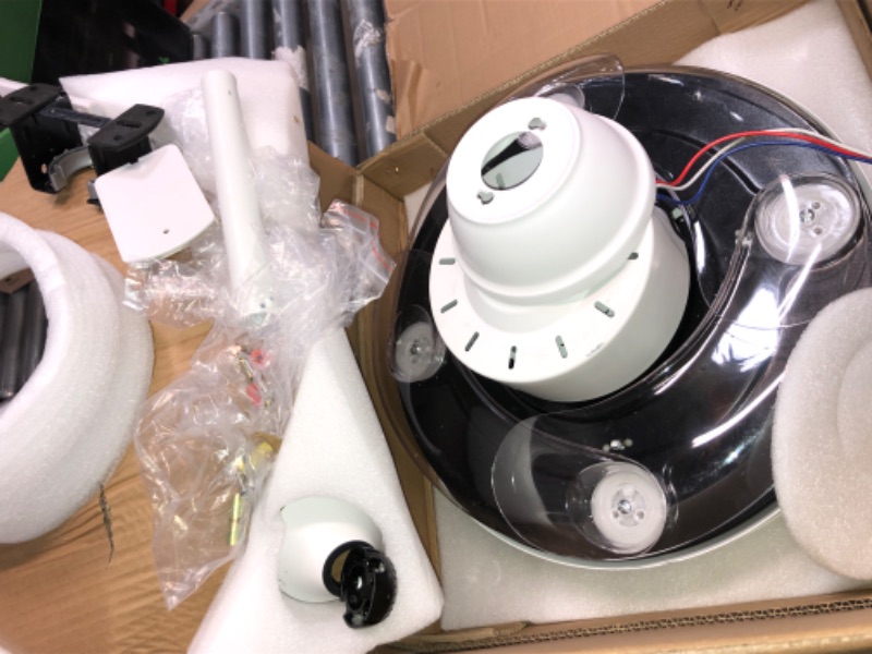 Photo 1 of *SEE NOTES* Retractable Ceiling Fan with Lights and Bluetooth Speaker, 24W 36'' Color Changing kids Ceiling Fan Invisible Blades Chandelier 