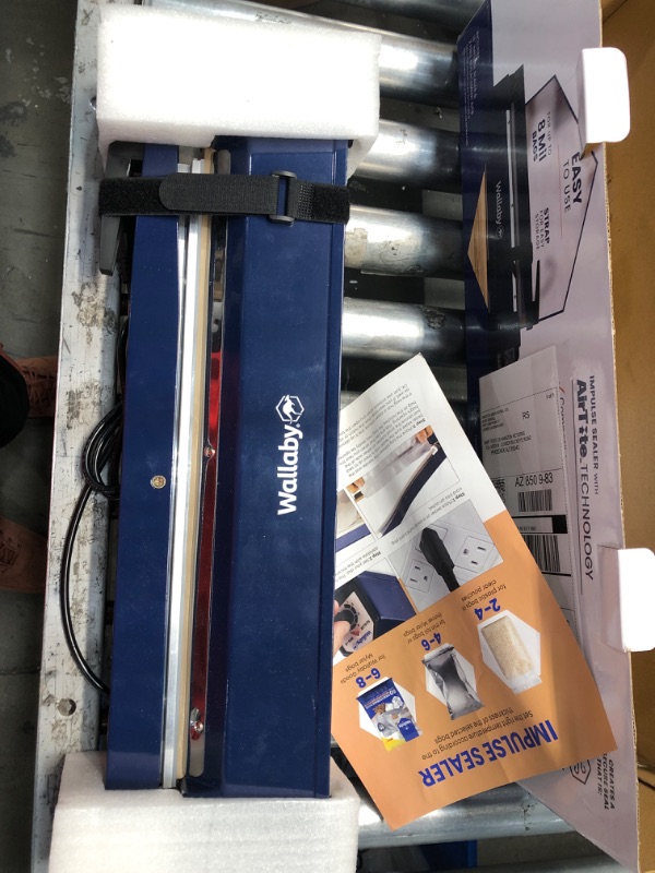 Photo 3 of ***PARTS ONLY***Wallaby Impulse Sealer - 16 inch - Manual Heat Sealer Machine for Mylar Bags - Heavy Duty for Strong, Secure Sealing for Long Term Food Storage - Two Fuse & Strip Replacement Kits Included (Blue) 16 Inch Blue`