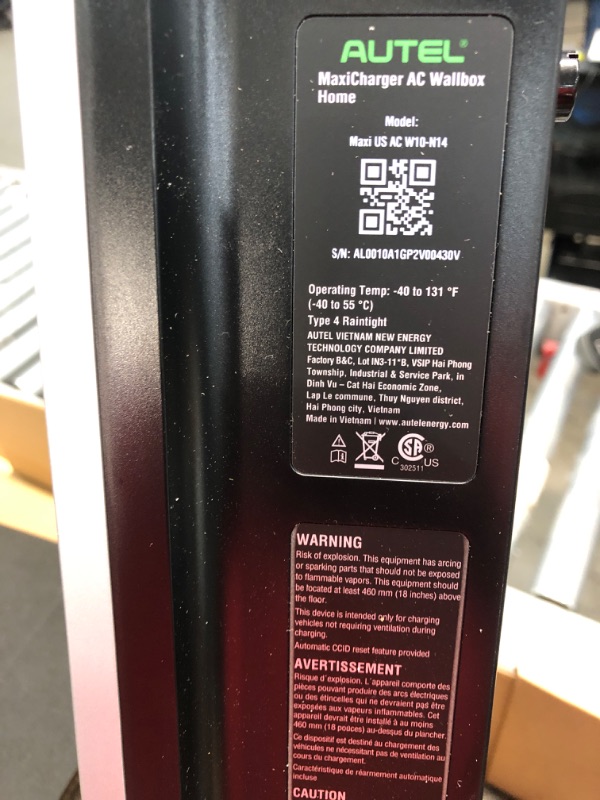 Photo 7 of Autel Home Smart Electric Vehicle (EV) Charger up to 40Amp Level 2 EV Charger,Energy Star, CSA,Wi-Fi and Bluetooth Enabled EVSE, 25-Foot Cable(NEMA 14-50 Plug) Silver 40 Amp NEMA 14-50 plug