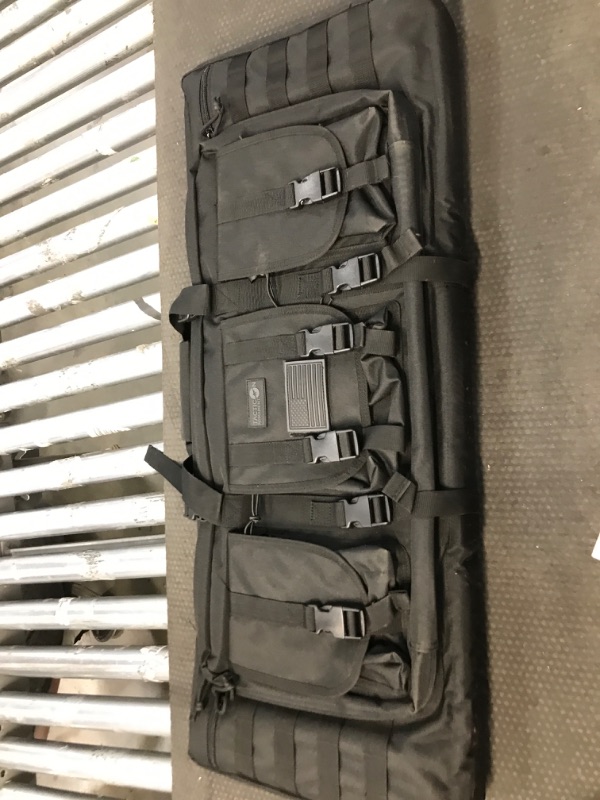 Photo 2 of Double Rifle Bag | 2 Rifles + 2 Pistols Tuckable Backpack Straps | COMBAT VETERAN OWNED COMPANY | Waterproof Padded Lockable Carbine or Long Gun Case 36" x 12" Double Rifle Case Tactical Black