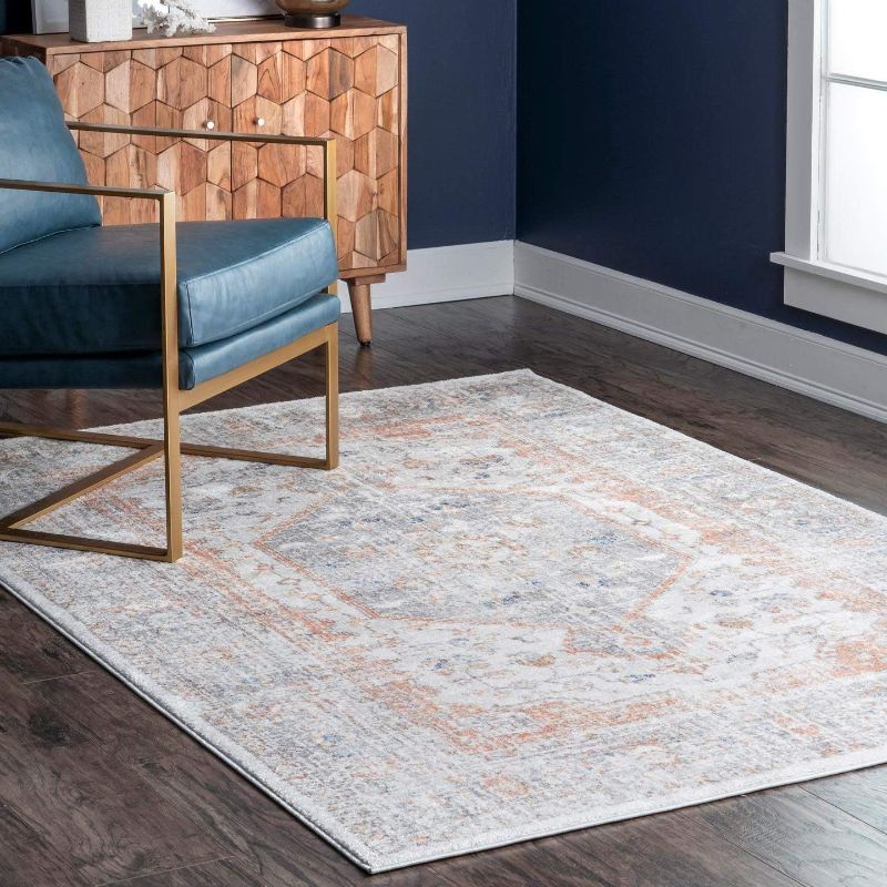 Photo 1 of nuLOOM Jacquie Vintage Floral Area Rug, 5' x 8', Silver
