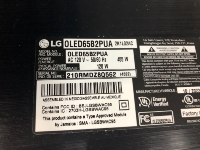 Photo 1 of LG B2 Series 65-Inch Class OLED Smart TV OLED65B2PUA, 2022 - AI-Powered 4K, Alexa Built-in
