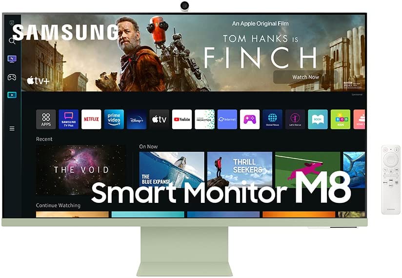 Photo 1 of SAMSUNG M8 Series 32-Inch 4K UHD Smart Monitor & Streaming TV with Slim-fit Webcam for PC-less Experience, Netflix, HBO, Prime VOD, & more, Apple Airplay, WiFI, BT, Built-in Speakers, 2022, Green
