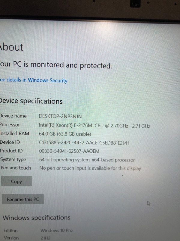 Photo 3 of Dell Precision 7530, Xeon E-2176M 2.7GHz, 64GB, 512SSD, 15.6FHD, W10P64, Cam, Nvidia P3200