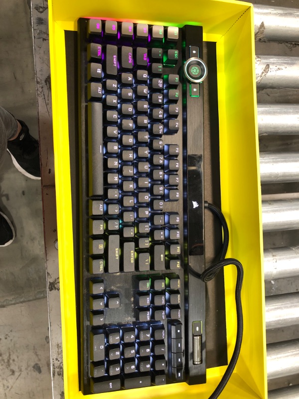 Photo 2 of ***POWERS ON*** Corsair K100 RGB Optical-Mechanical Gaming Keyboard - Corsair OPX RGB Optical-Mechanical Keyswitches - AXON Hyper-Processing Technology for 4X Faster Throughput - 44-Zone RGB LightEdge Optical Gaming Keyboard