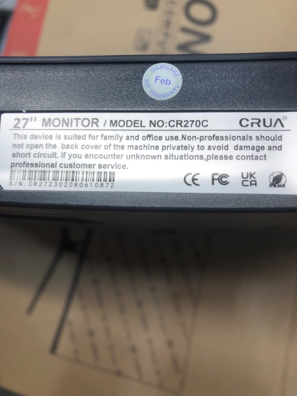 Photo 4 of CRUA 27" 144hz/165HZ Curved Gaming Monitor, Full HD 1080P 1800R Frameless Computer Monitor, 1ms GTG with FreeSync, Low Motion Blur, Eye Care, VESA, DisplayPort, HDMI, Black 27 ” Curved FHD 165HZ