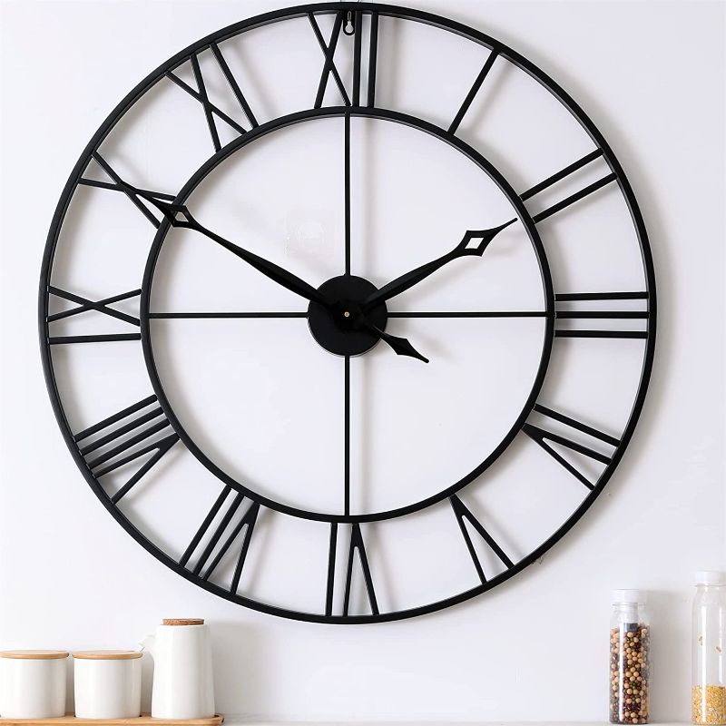 Photo 1 of 
CLXEAST 12" Wall Clock Modern, Roman Numeral Decorative Art Metal Wall Clock, Indoor Silent Clock for Living Room Decor,Fireplace...