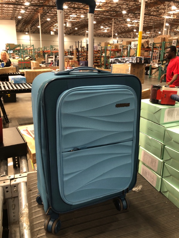 Photo 2 of 
AMERICAN TOURISTER Cascade Softside Expandable Luggage with Spinner Wheels, Pacific Blue, 20-Inch
Style:Cascade Softside Expandable Luggage With Spinner Wheels
Size:20-Inch Spinner
Color:Pacific Blue