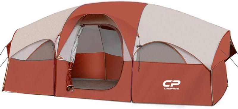 Photo 1 of 
CAMPROS Tent-8-Person-Camping-Tents, Waterproof Windproof Family Tent, 5 Large Mesh Windows, Double Layer, Divided Curtain for Separated Room, Portable with...
Color:8 Person Red