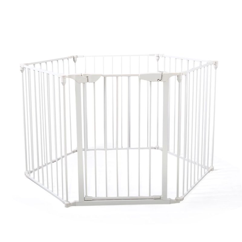 Photo 1 of *STOCK PHOTO FOR REFENCE* Canddidliike 6-Panel Metal Baby Safety Fence, Play Yard, Baby Safety Gate for Toddler/Pet/Puppy/Cat/Dog - White
