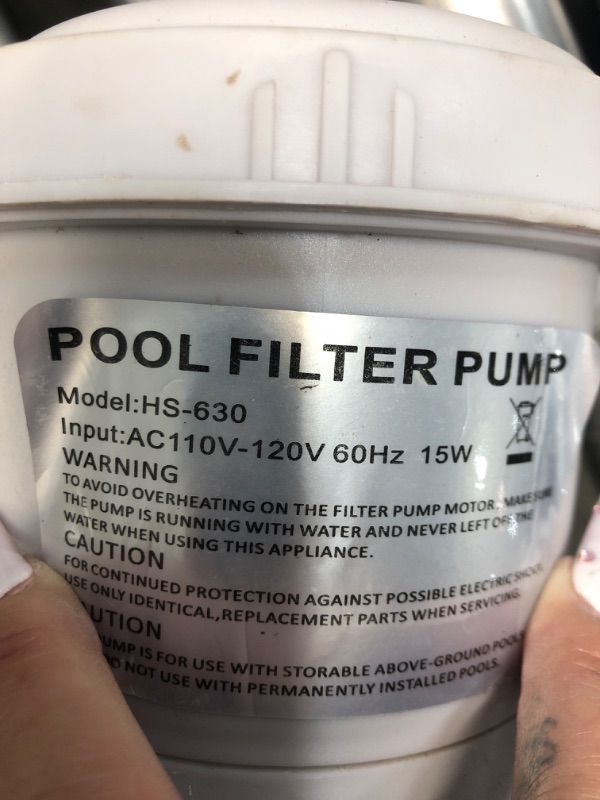 Photo 1 of *** POWERS ON *** Clear Cartridge Pool Filter Pump for Above Ground, 300 GPH Pump Flow Rate, Electric Small Swimming Pool Filter Pump Cleaning Tool Filter Cartridge, Quick Set Above Ground Pools110-120V
