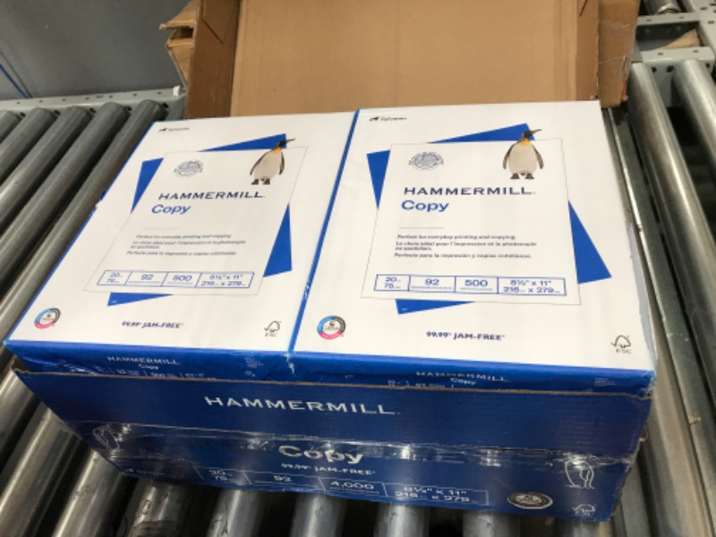 Photo 2 of Hammermill Printer Paper, 20 Lb Copy Paper, 8.5 x 11 - 8 Ream (4,000 Sheets) - 92 Bright, Made in the USA 8 Ream | 4000 Sheets Letter (8.5x11)