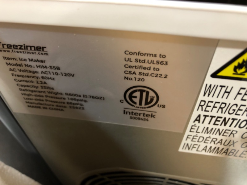 Photo 1 of Ice Maker Machine for Countertop, Freezimer 33 lbs/24Hrs, 9 Cubes Ready in 6 Mins Self-Cleaning Electric Ice Machine with Ice Scoop and Basket for Home Kitchen Bar Party - Black