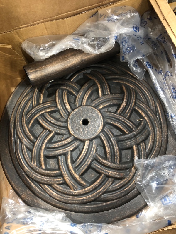 Photo 1 of 14 Karat Home Round Heavy-Duty Decorative Resin Patio Umbrella Base Stand ,Bronze Finish
