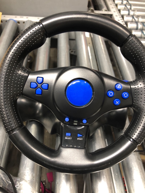 Photo 4 of SZYUYU Racing Steering Wheel with Pedals/Paddles Shifter and Vibration for PS4/ PS3/ XBOX One/XBOX 360/Switch/PC Racing Steering Wheel Blue