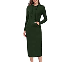 Photo 1 of CMDVZLLZ Women’s Casual Long Pullover Sweatshirt Dress Knee Length Long Sleeve Hoodies Dress Bodycon Slim Dress with Pockets Size Large 
