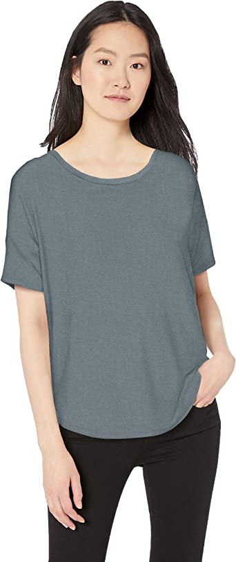 Photo 2 of 2 Pack Bundle Daily Ritual Women's Jersey Relaxed-Fit Short-Sleeve Drop-Shoulder Scoopneck T-Shirt Rayon Blend Slate Grey Large and Small 