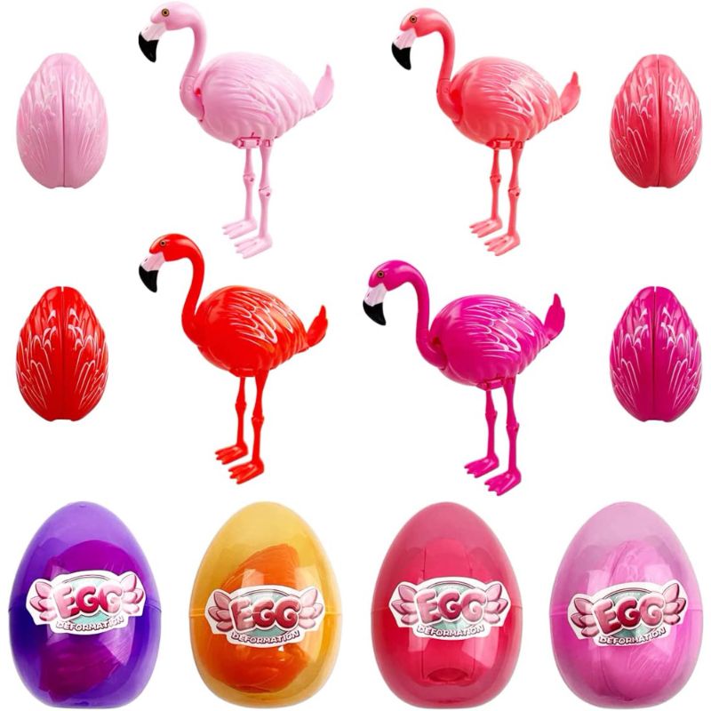 Photo 1 of 4 Pack Jumbo Flamingo Deformation Prefilled Eggs with Toys Inside for Kids Girls Boys Christmas Stocking Stuffers Gifts Party Favors
