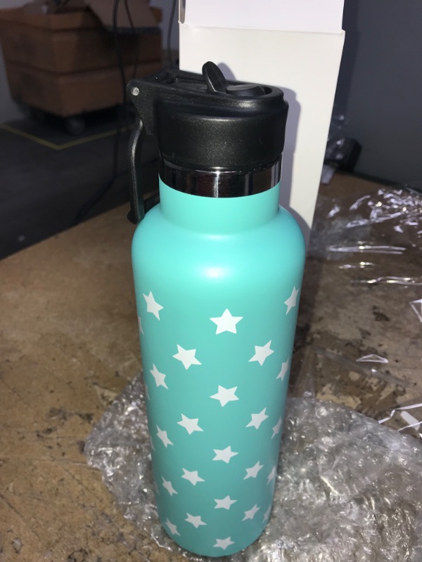 Photo 2 of 3PK--QISSZION Kids Insulated Bottle with Handle & Straw 25oz, Vacuum Stainless Steel Water Bottles Leakproof for School, BPA Free Flask Metal Thermos for Boys & Girls - Stars 750ML/ 25OZ Stars