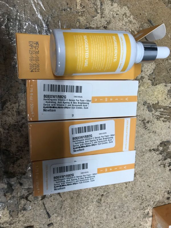 Photo 3 of *EXPIRES 29/08/2024* 4PK--HerbOrganic Vitamin C Serum For Face-50ml | Hydrating, Anti Ageing & Skin Brightening Serum with Vitamin C and Hyaluronic Acid | Anti Wrinkle, Anti-Under Eye Circles, Dark Spots & Blemishes (50) 1.69 Fl Oz (Pack of 1)